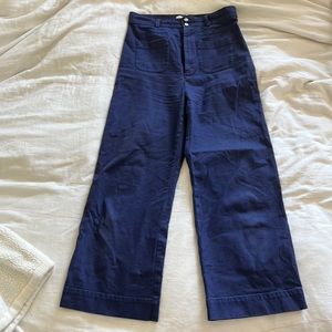 & Other Stories Wide Leg Cropped Pants in Blue